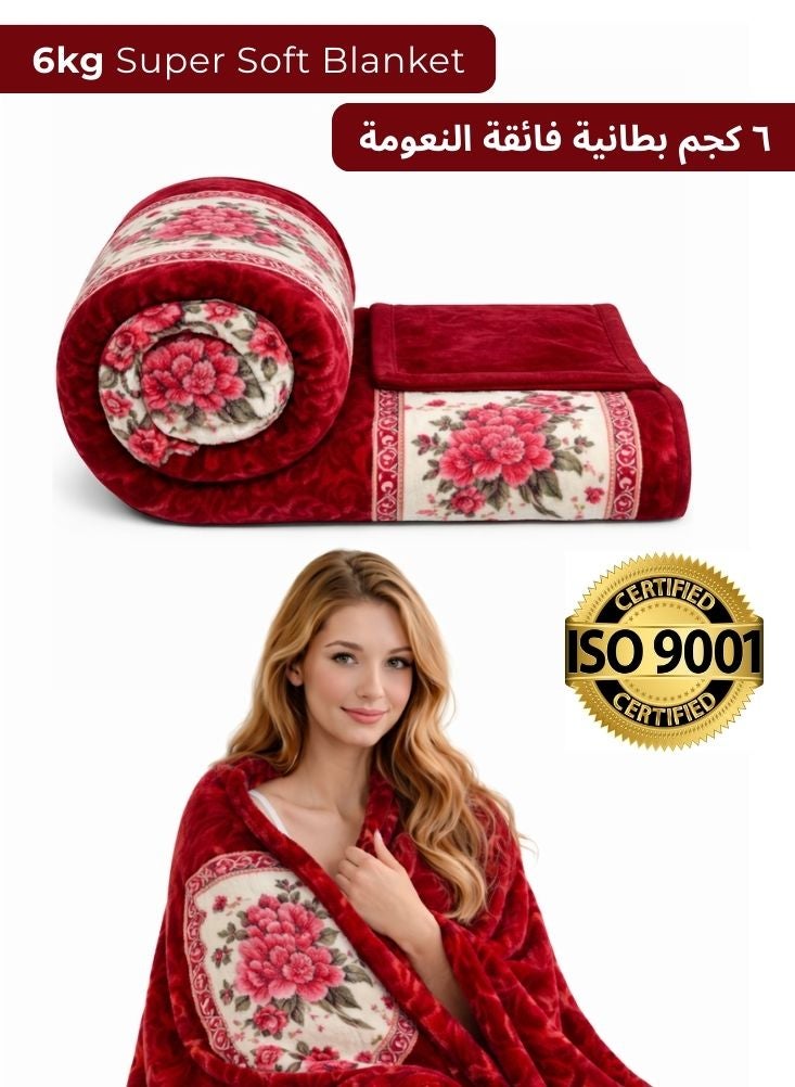 Kori 6kg Super Soft Floral Mink Blanket – Luxury Heavy Winter Blanket with Rose Pattern - Image 1